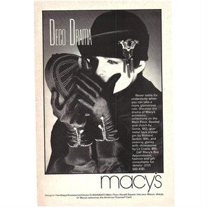 Art Deco Drama Macy's Serbin La Crasia 1980s Vintage Print Ad 9 inch Tall